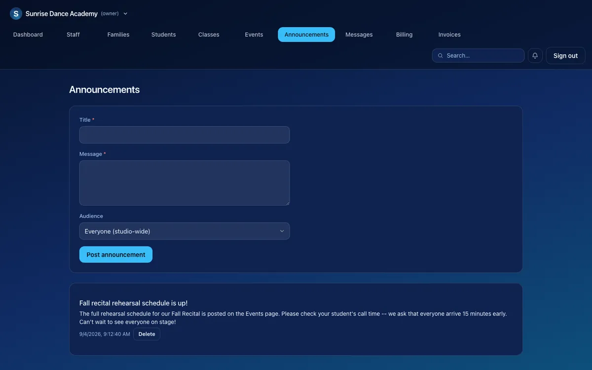 Communication in StudioSync